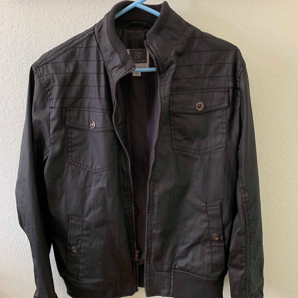 INC Men's Black Bomber Jacket Size Small